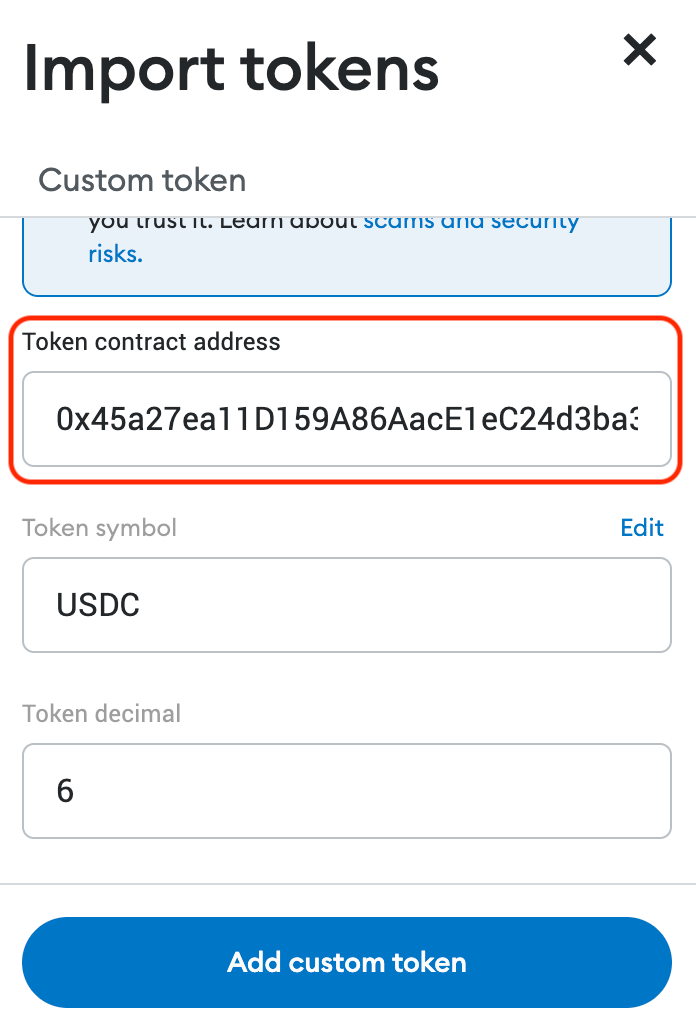 Add token to metamask